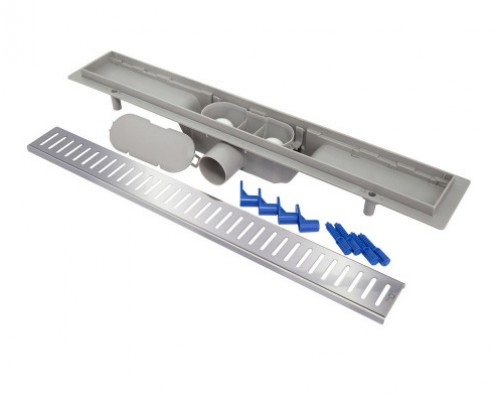 Трап Qtap Dry FA304-800 лінійний з сухим закривом та нержавіючою решіткою 800х73