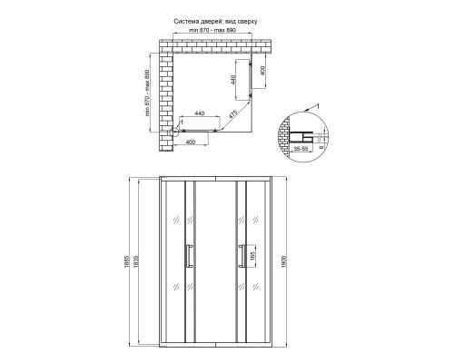 Душова кабіна Qtap Taurus BLA1099SC6 90х90 см, скло Clear 6 мм, покриття CalcLess, без піддона