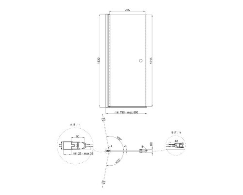 Душові двері в нішу Qtap Presto CRM208.P5 80х185 см, скло Pear 5 мм