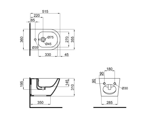 Біде підвісне Qtap Jay 520х360х320 White QT07555376W