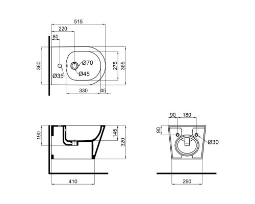 Біде підвісне Qtap Swan 520х360х320 White QT16555378W