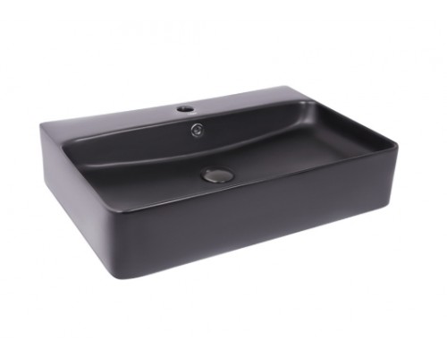 Раковина Qtap Nando 600х420х130 Matt black з донним клапаном QT1211K4041MB