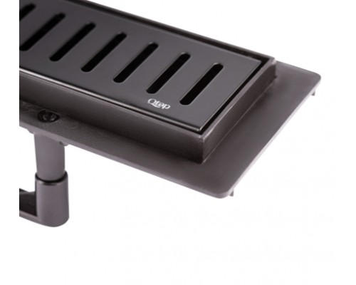 Трап Qtap Dry FF304-600MBLA лінійний з сухим закривом та нержавіючою решіткою 600х73