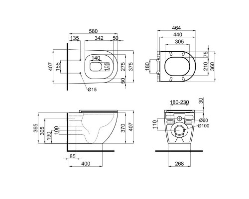 Унітаз підвісний Qtap Robin безобідковий з сидінням Soft-close QT13332141ERW