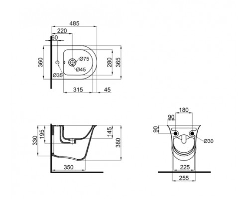 Біде підвісне Qtap Virgo 485х345х365 White QT1855051FW