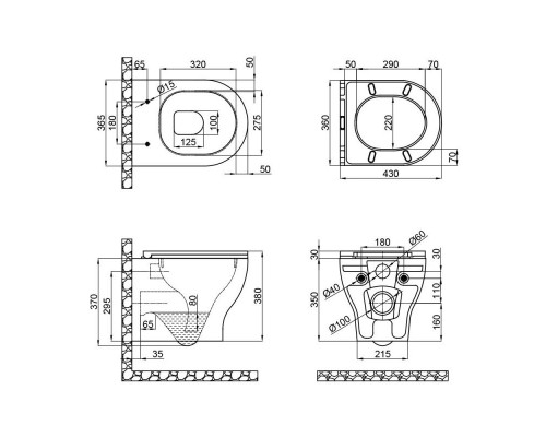 снято Унітаз підвісний Qtap Aries безобідковий з сідінням Soft-close QT0333063ERW