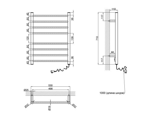 Сушарка рушників електрична Qtap Evia (WHI) 11112R