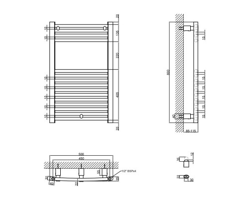 Qtap Полотенцесушитель водяной  Evia (WHI) P15 800x500 HY