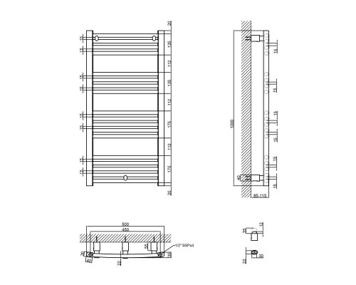 Qtap Полотенцесушитель водяной  Evia (SIL) P18 1000x500 HY