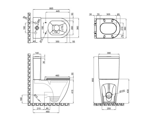 Унітаз-компакт Qtap Robin безобідковий з сидінням Soft-close QT13222141ARW