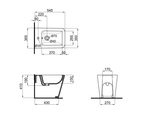 Біде підлогове Qtap Crow 545х360х410 White QT05443370W