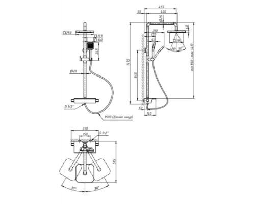 Душова система Qtap Sloup 57T105VNGBB