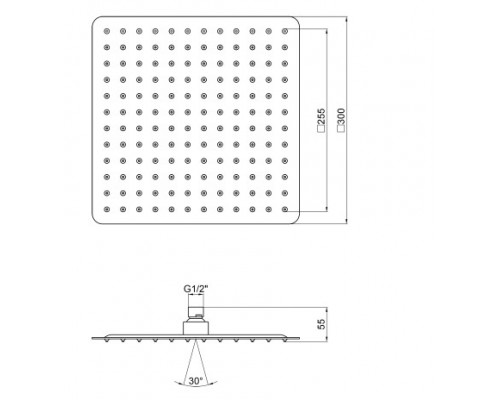 Лійка для верхнього душу Qtap Hlavova S300N1ZWW