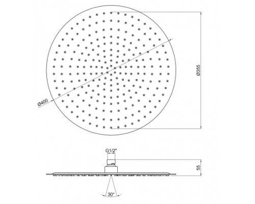Лійка для верхнього душу Qtap Hlavova S500N1ZWW