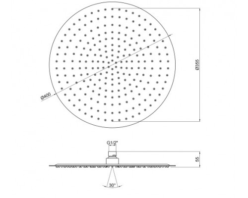 Лійка для верхнього душу Qtap Hlavova S400O1ZWW