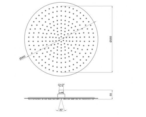 Лійка для верхнього душу Qtap Hlavova S400O1ZBB
