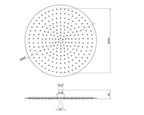 Лійка для верхнього душу Qtap Hlavova S400O1ZCC