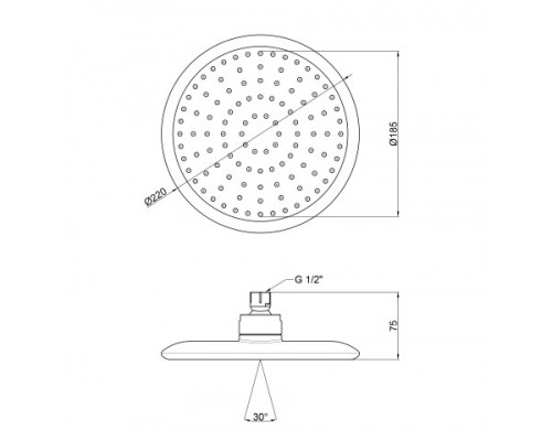 Лійка для верхнього душу Qtap Hlavova A245O1ZCC