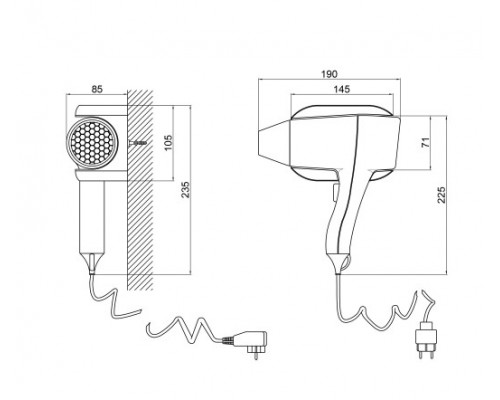 Фен настінний Qtap F1200ROP 1200 Вт