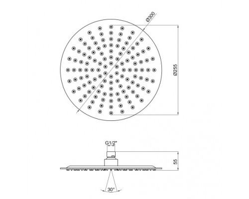 Лійка для верхнього душу Qtap Hlavova S300O1ZBB