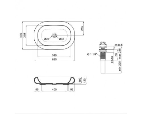 Раковина-чаша Qtap Robin 635x420x105 White з донним клапаном QT13113075W