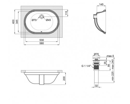 Раковина Qtap Stork 585x395x195 White з донним клапаном QT15116030W