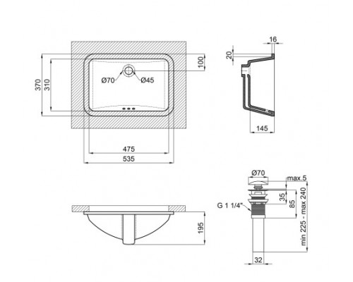 Раковина Qtap Stork 530x370x200 White з донним клапаном QT15116032W