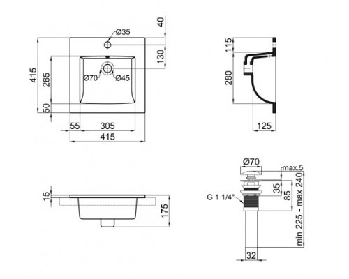 Раковина Qtap Stork 420x420x170 White з донним клапаном QT15116037W