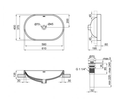 Раковина Qtap Leo 590x400x170 White з донним клапаном QT11114028W