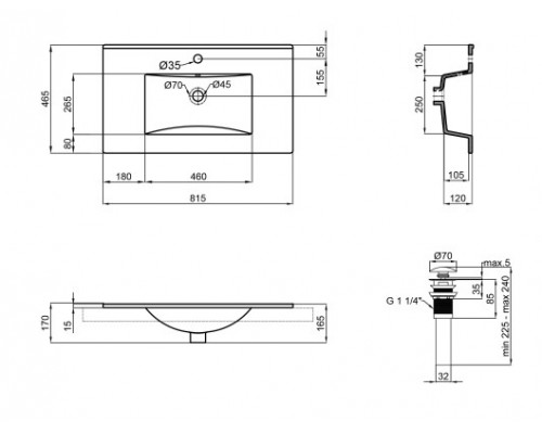 Раковина Qtap Albatross New 810x470x180 White з донним клапаном QT0111750680W