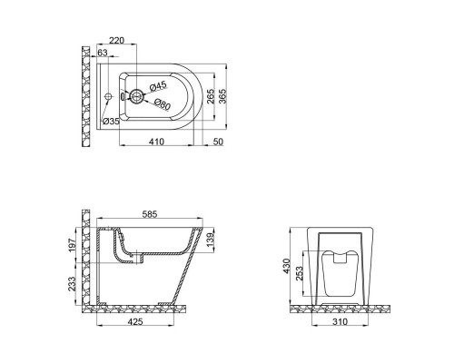 Біде підлогове Qtap Scorpio 530x360x395 Matt black QT14441003CMB