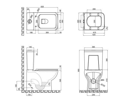 снятоУнітаз-компакт Qtap Aries безобідковий з сидінням Soft-close QT03222171ARW