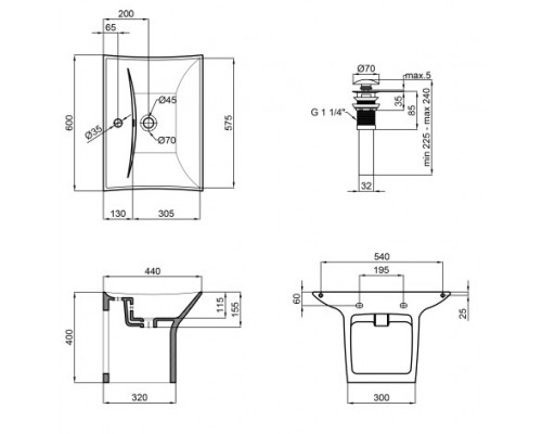 Раковина подвесная моноблок Qtap Presto 600х450х405mm White з донним клапаном QT2411G822W