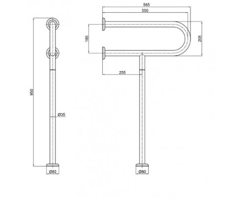 Поручень подвійний для раковини Qtap Freedom 520х900 Chrome QT229111CHR