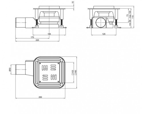 Трап Qtap Presto CRM6011304 точковий з комбінованим закривом та  нержавіючою решіткою