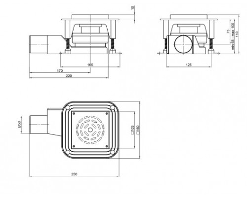 Трап Qtap Virgo CRM6011304 точковий з комбінованим закривом та нержавіючою решіткою