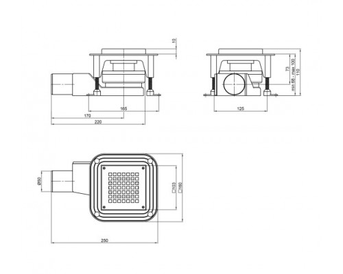 Трап Qtap Aquarius CRM6011304 точковий з комбінованим закривом та нержавіючою решіткою