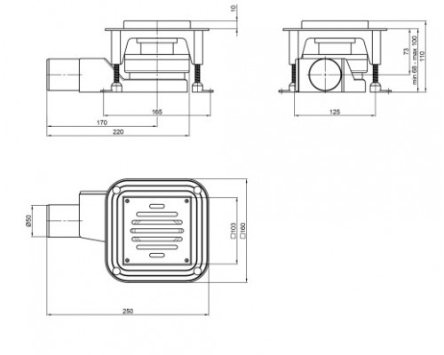 Трап Qtap Pisces CRM6011304 точковий з комбінованим закривом та нержавіючою решіткою