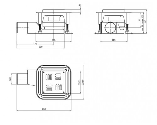 Трап Qtap Presto BLA6011304 точковий з комбінованим закривом та нержавіючою решіткою