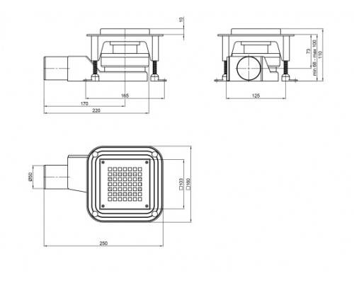 Трап Qtap Aquarius BLA6011304 точковий з комбінованим закривом та нержавіючою решіткою
