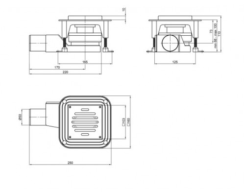 Трап Qtap Pisces BLA6011304 точковий з комбінованим закривом та нержавіючою решіткою