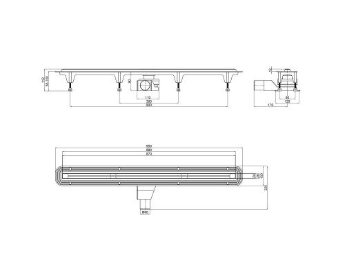 Трап Qtap Aries CRM70900304 щілинний з гідрозакривом та нержавіючою планкою
