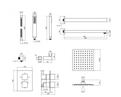 Термостатична душова система прихованого монтажу Qtap Aqauarius 65T103NGC