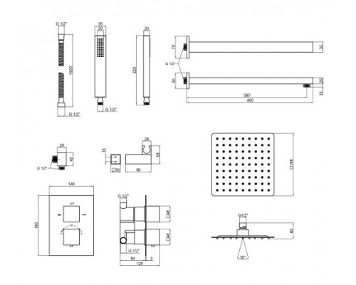 Термостатична душова система прихованого монтажу Qtap Aqauarius 65T103NGB