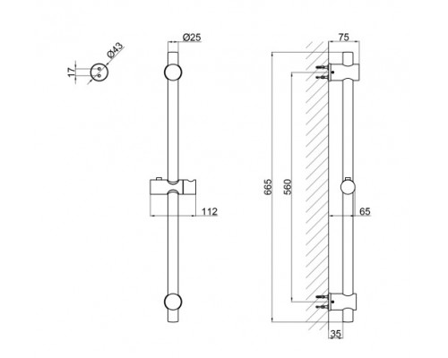 Штанга для душу Qtap Lepit 82103OB