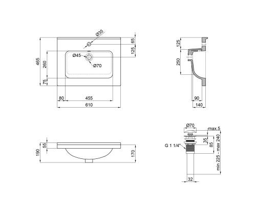 Раковина Qtap Albatross 01 610х467х195 White з донним клапаном QT0111FL8167AW