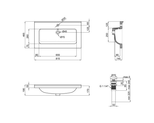 Раковина Qtap Albatross 01 815х467х195 White з донним клапаном QT0111FL8167CW