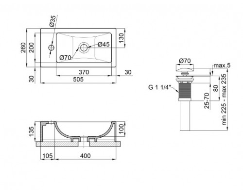 Раковина-чаша Qtap Crow 500х255х130 White з донним клапаном QT0511A010W