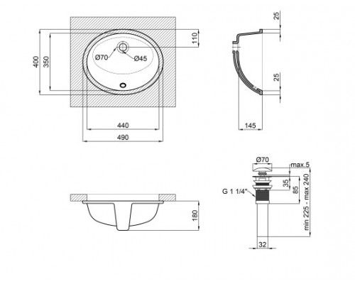 Раковина Qtap Stork 495х410х185 White з донним клапаном QT1511LU023W
