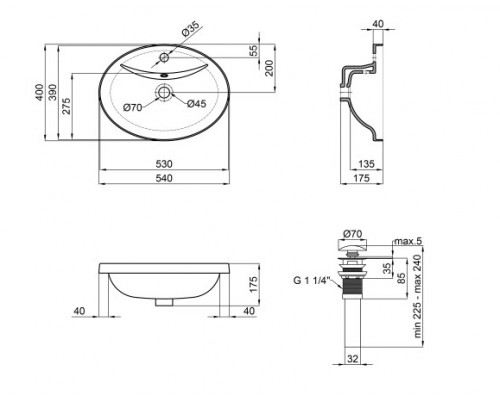 Раковина Qtap Stork 546х406х180 White з донним клапаном QT1511L737W